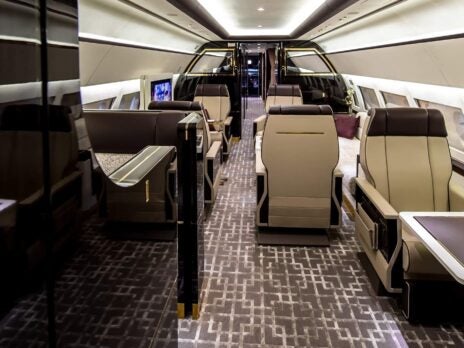 The new ACJ319 private jet interior is inspired by a vintage train