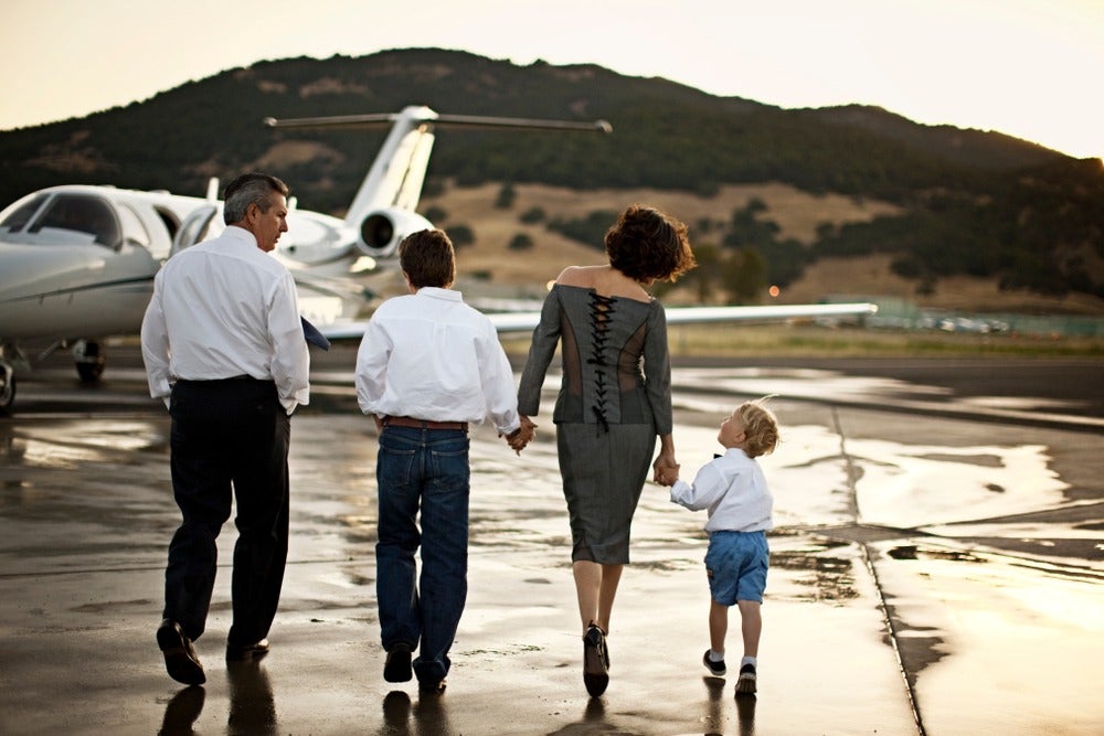 Private jet wealthy family