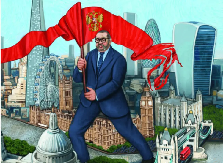 Illustration of giant russian in London