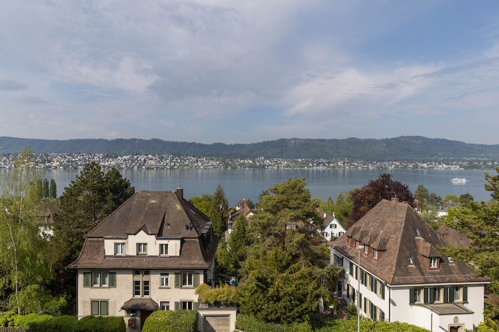 The rooms offer views over Lake Zurich.