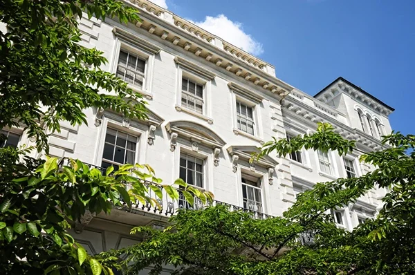 A luxury Notting Hill townhouse with white exterior prime property