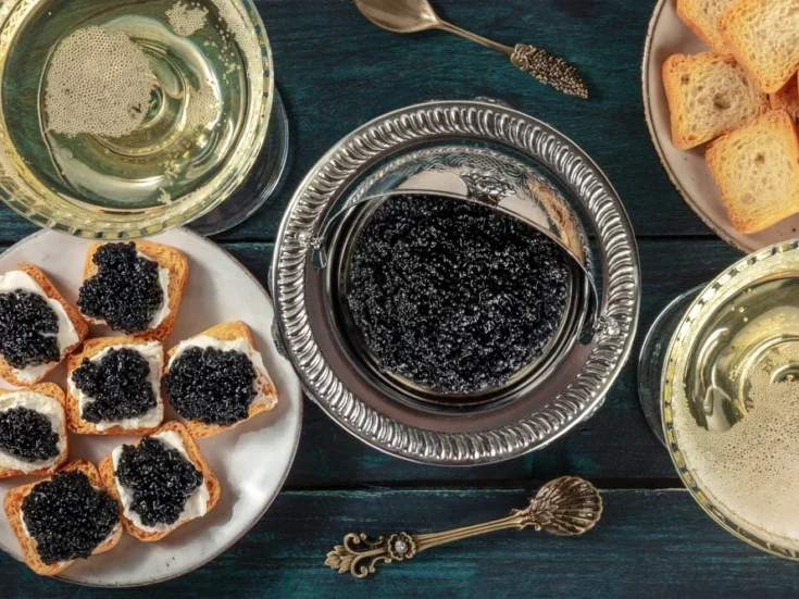 Caviar and wine