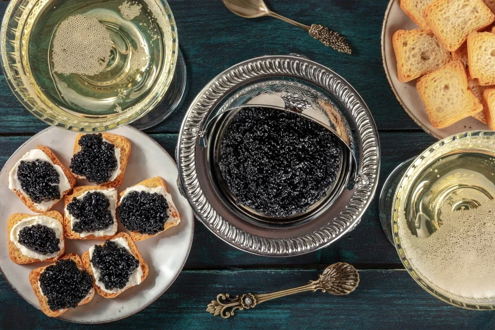 Caviar and wine