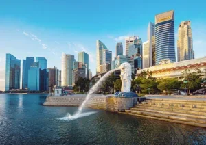 Singapore Merlion skyline