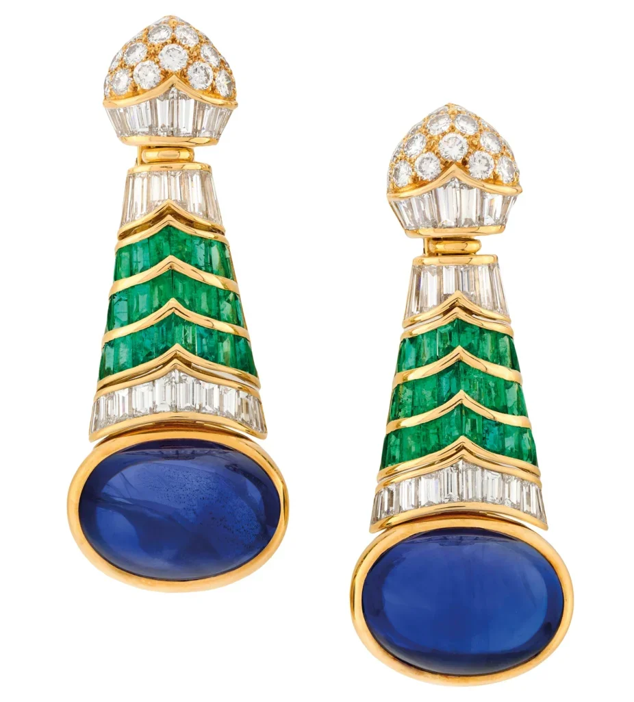 Heidi Hoten's Bulgari sapphire, emerald and diamond earrings