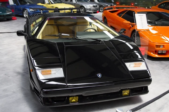 Black 1989 Lamborghini Countach at a car exhibition