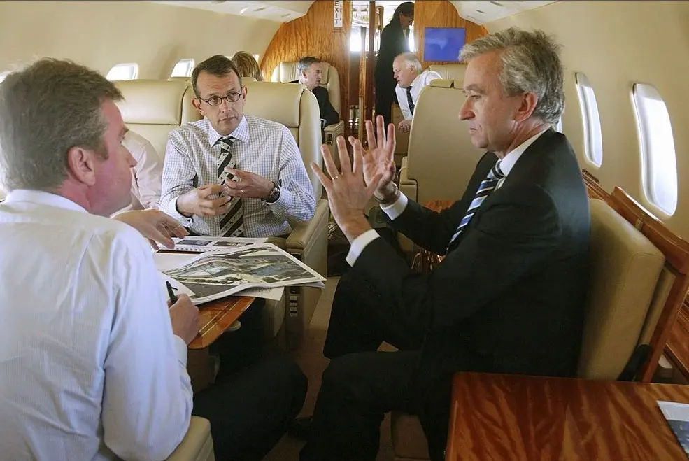 World's richest man Bernard Arnault onboard a private jet in 2004