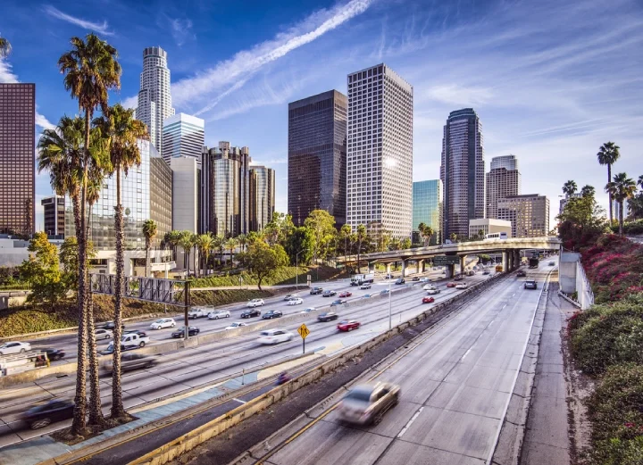 Los Angeles' city centre on a sunny day