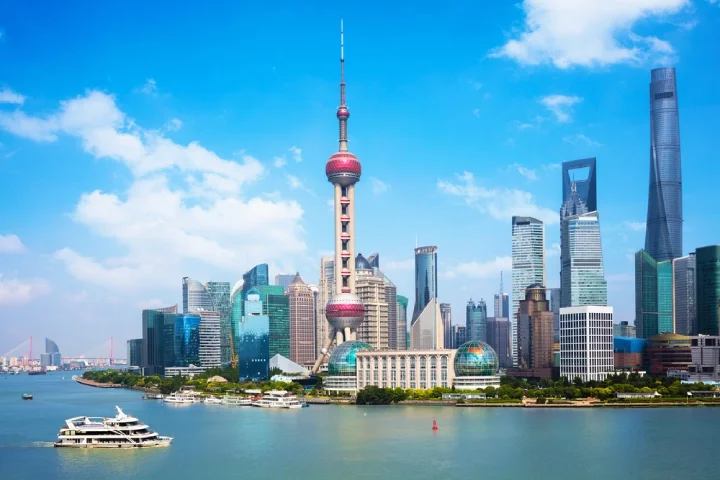 Panoramic view of Shanghai's skyline and the Huangpu river