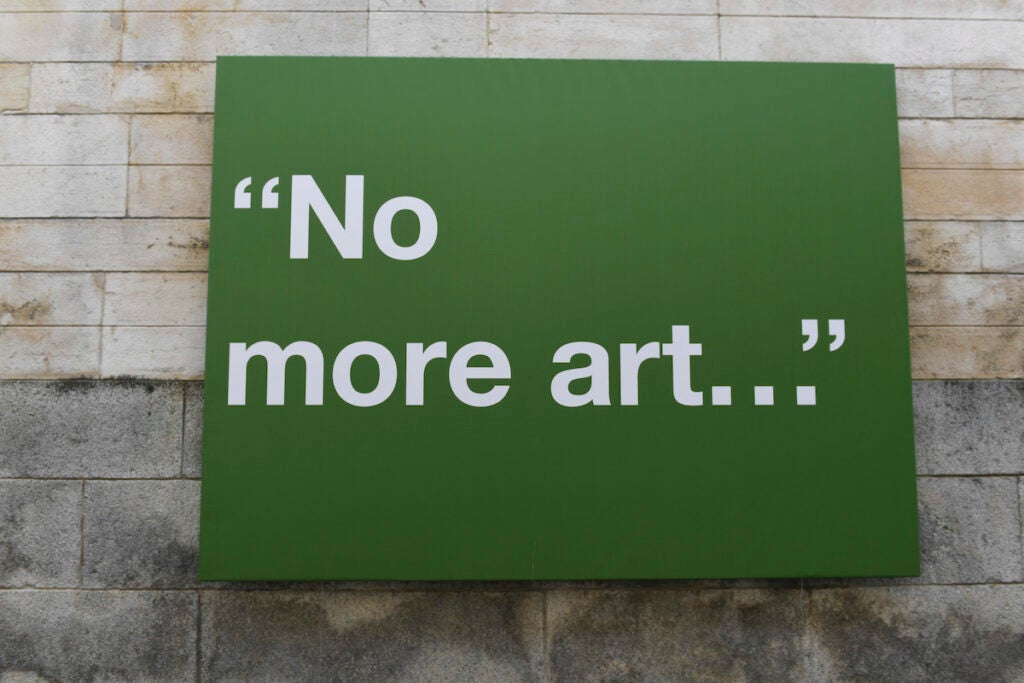 no more art sign photographed at Art Basel 2023