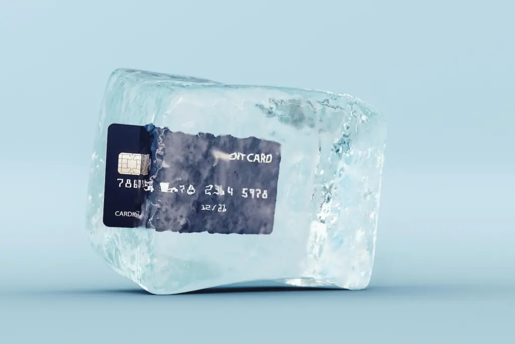 A credit car in a block of ice