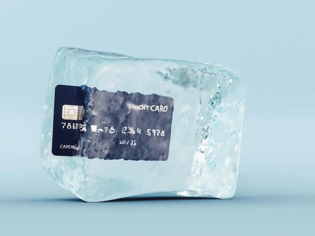 A credit car in a block of ice