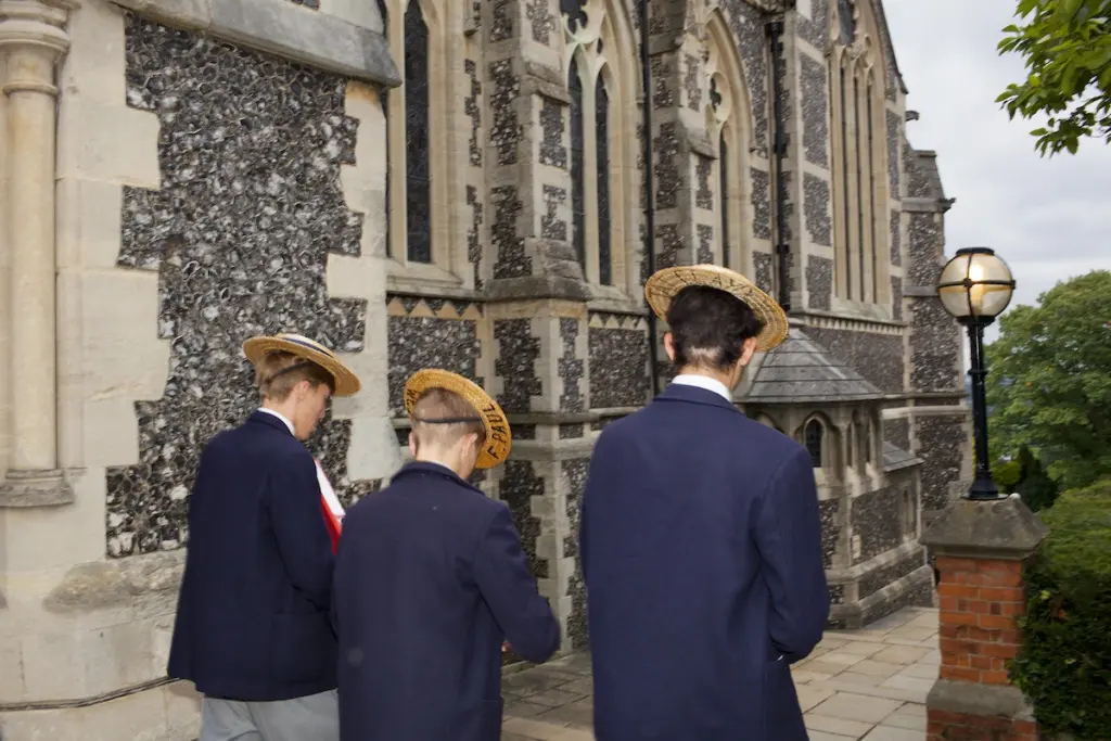 Pupils make their way to class at Harrow School. Harrow School