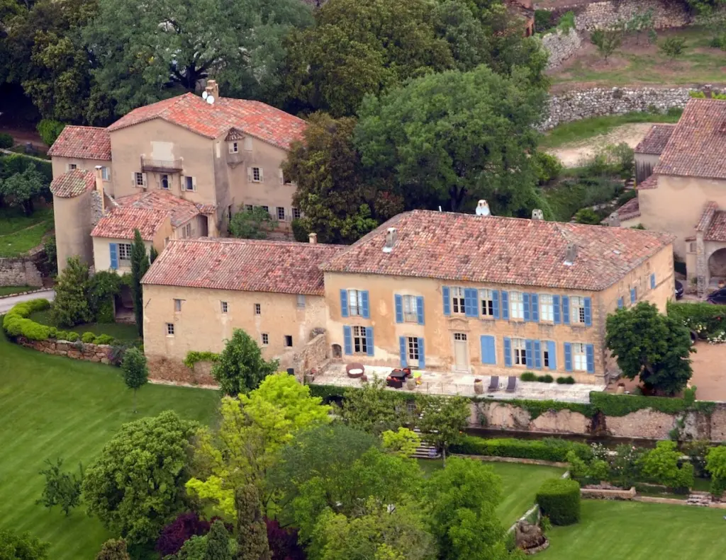 Aerial view of Château Miraval estate.