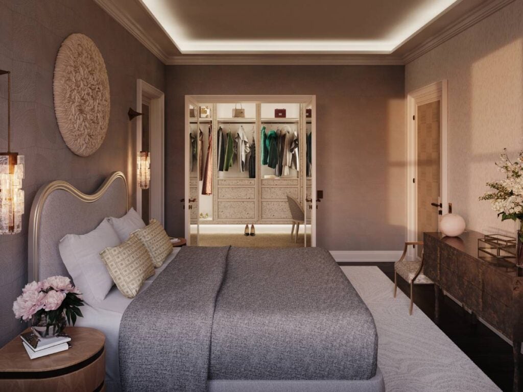 View of a bedroom in a Waldorf Astoria Residences in New York