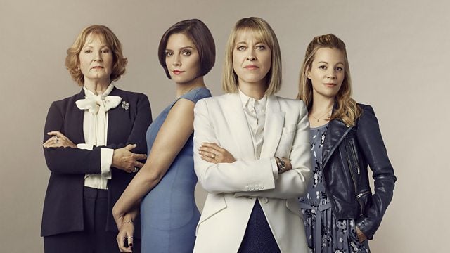 A press image of the BBC TV drama The Split with four women facing camera make partner law firm