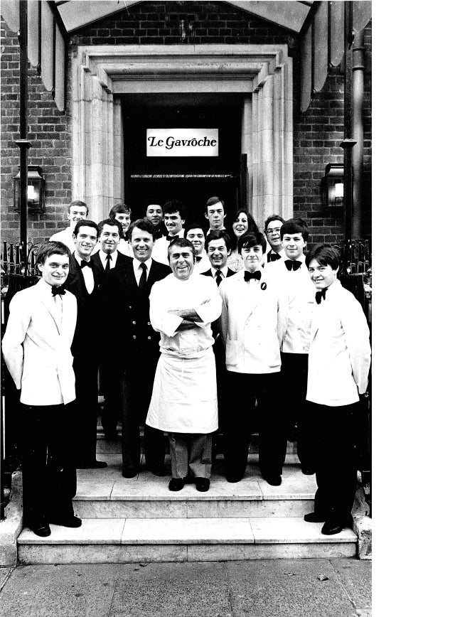 Albert Roux and colleagues outside Le Gavroche