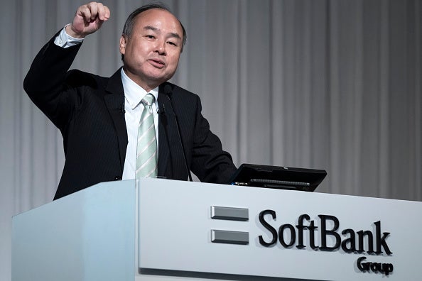 TOKYO, JAPAN - FEBRUARY 12: SoftBank Group Corp. Chairman and Chief Executive Officer Masayoshi Son speaks during a press conference on February 12, 2020 in Tokyo, Japan. SoftBank reported its third-quarter earnings results today following the approval of a merger between T-Mobile US Inc. and SoftBank's U.S. telecom unit Sprint Corp. from a federal judge. (Photo by Tomohiro Ohsumi/Getty Images)
