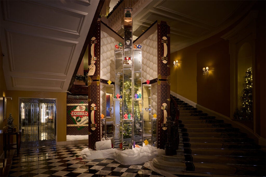 The Louis Vuitton Claridge's tree is one of the the best designer Christmas trees in London hotels