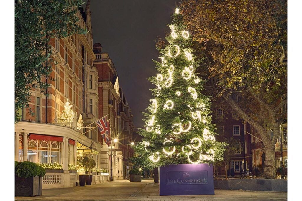 The Connaught Christmas tree is one of the the best designer Christmas trees in London hotels
