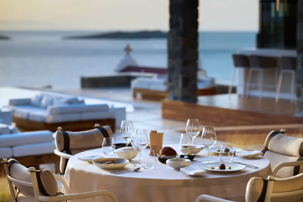 A table by the sea at a high-end restaurant