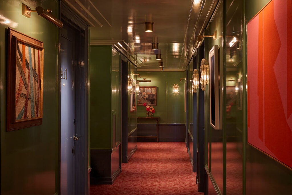 A corridor in the Broadwick Soho hotel