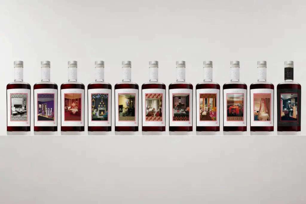 11 bottles of limited edition whisky lined up in a row