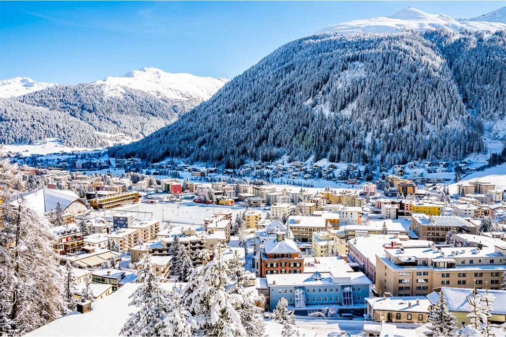 A view of Davos, the town which neighbours Klosters in Switzerland