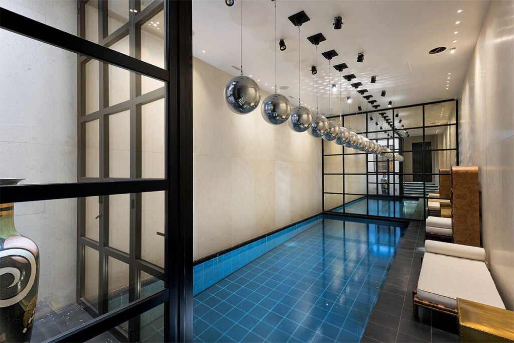 The swimming pool in a Georgian townhouse in London listed by Sotheby's International Realty