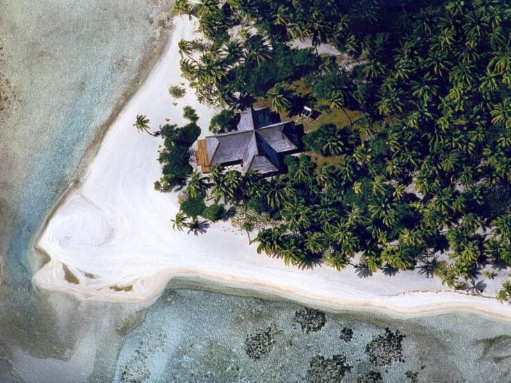 A private beach from above