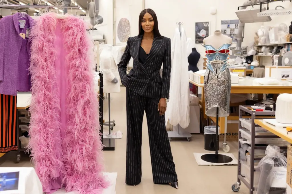 Naomi Campbell in the V&A dressing room
