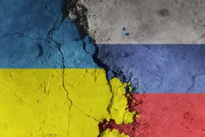 diplomatic relations between Ukraine and Russia. Flag of the two countries.