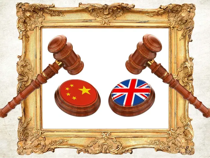 Composite image showing China and UK auction gavels