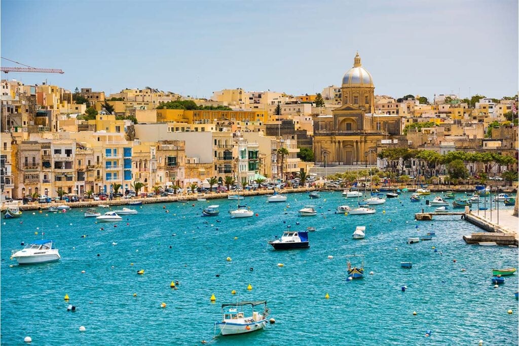 Stock image of the historic harbour in Valetta, Malta