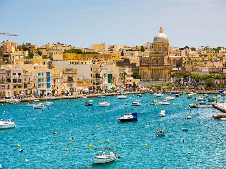 Stock image of the historic harbour in Valetta, Malta