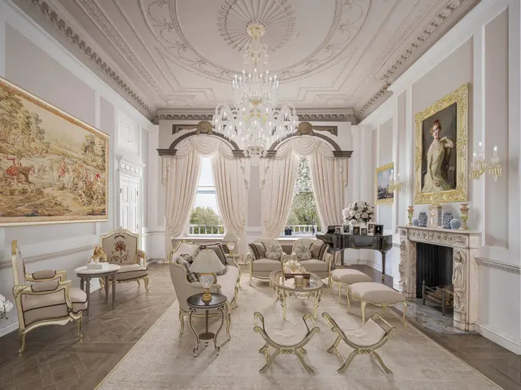 The drawing room of a Mayfair property on the market with Wetherell for £29.95 million