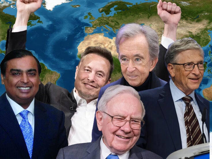 A collage showing some of the billionaires featured in the Forbes Billionaires List 2024