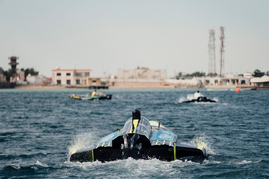 A vessel on the course of the inaugural E1 race in Saudi Arabia