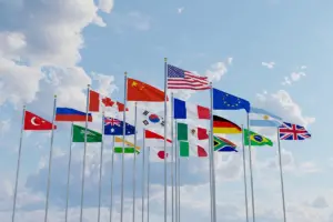The flags of the G20