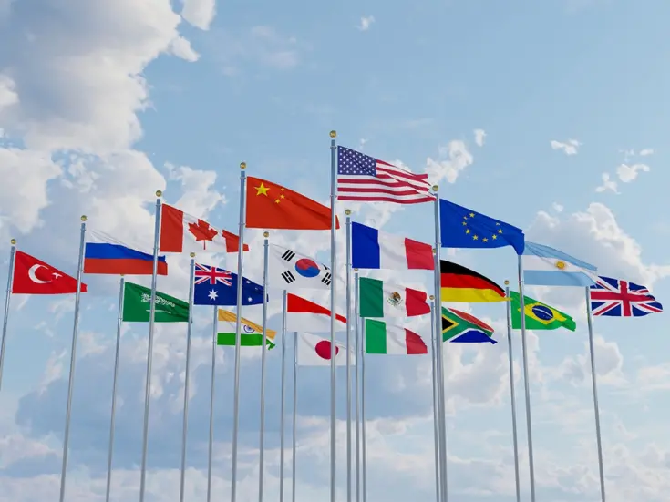 The flags of the G20