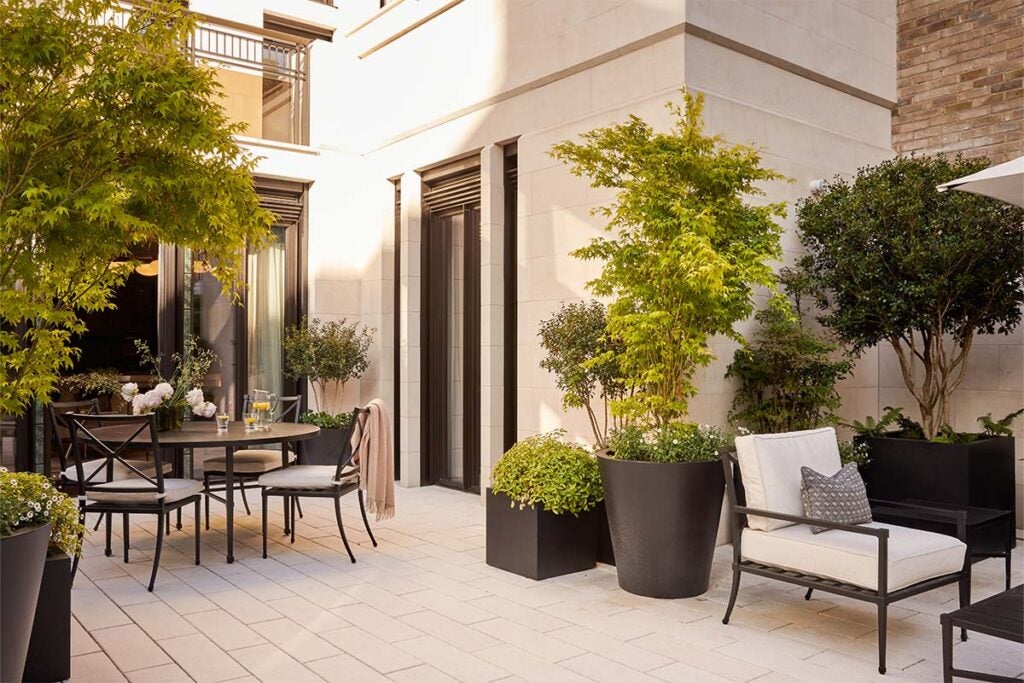 The terrace at a 60 Curzon apartment