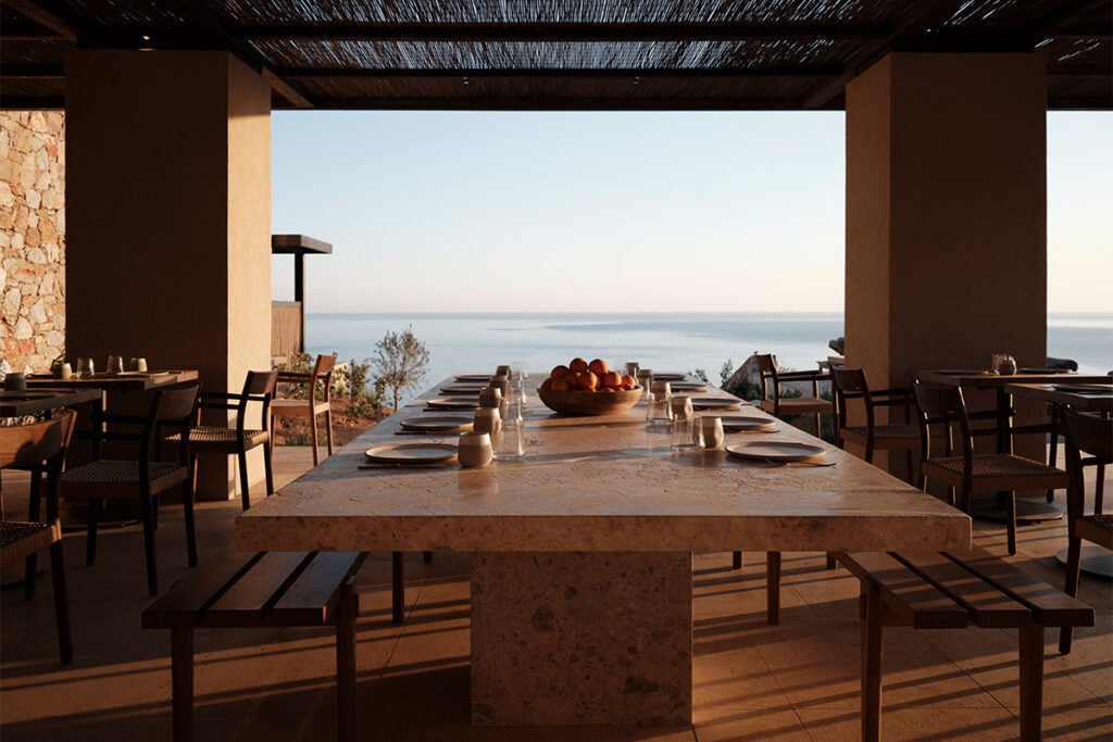 Indoor-outdoor dining at Gundari, on Folegandros