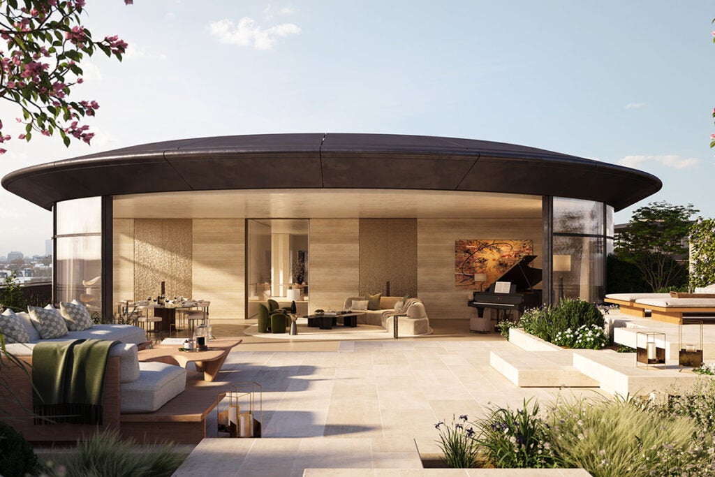 The penthouse at The Whiteley boasts a wraparound terrace with 360-degree views over London / Image: Finchatton