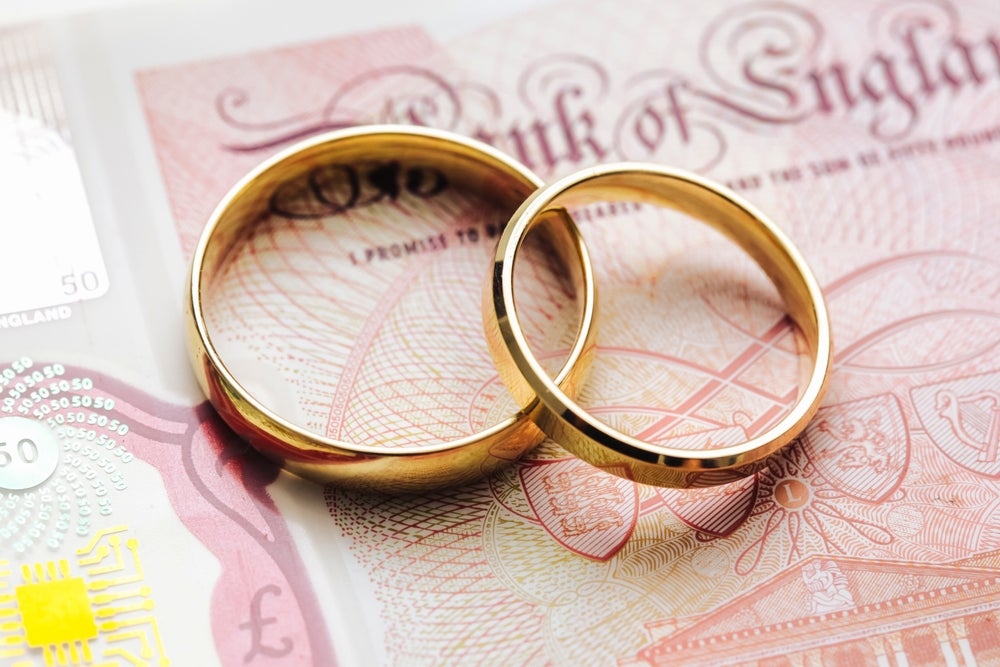 wedding rings on money
