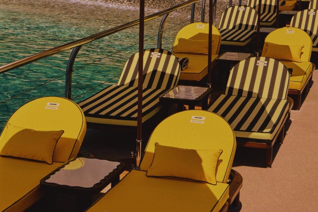 Deck chairs at Jacquemus beach pop-up in Monte-Carlo